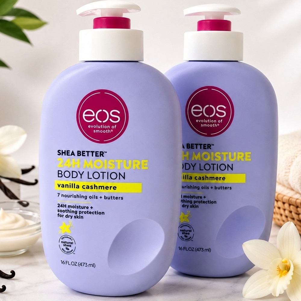 eos Shea Better Vanilla Cashmere Body Lotion 2 Pack 24H Moisture Cream 16 oz